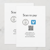 QRコード Venmo スキャンして支払う ロゴを追加 ソーシャルメディア 招待状 (正面/裏面)