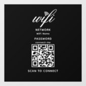QRコード WiFi インターネットパスワード ブラック ウィンドウ クリング ウィンドウサイン (シート)