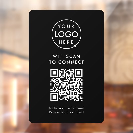 QRコード WiFi | 黒のビジネス ロゴをスキャンして接続する ウィンドウサイン (シート2)