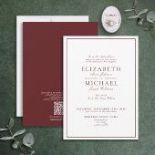 QRコードBurgundyクラシックのスクリプ結婚ト 招待状