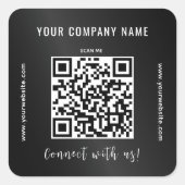 QRコードBusiness Promotional モダン Connect Black スクエアシール (正面)