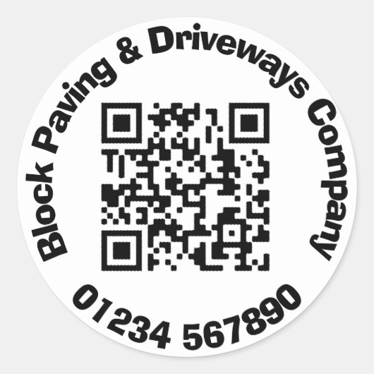 QRコードClを使用したブロック舗装作業者と車道作業者 ラウンドシール (正面)