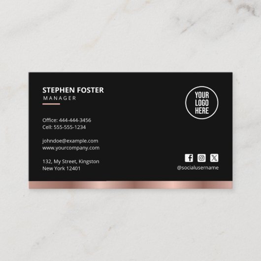 QRコードConnect With Usソーシャルメディアバラ金ゴールド 名刺 (正面)