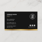 QRコードConnect With Usソーシャルメディアブラック&金ゴールド 名刺 (正面)