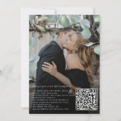 QRコードeucalyptusフォトオーバーレイブラック結婚ズ 招待状 (裏面)