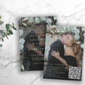 QRコードeucalyptusフォトオーバーレイブラック結婚ズ 招待状