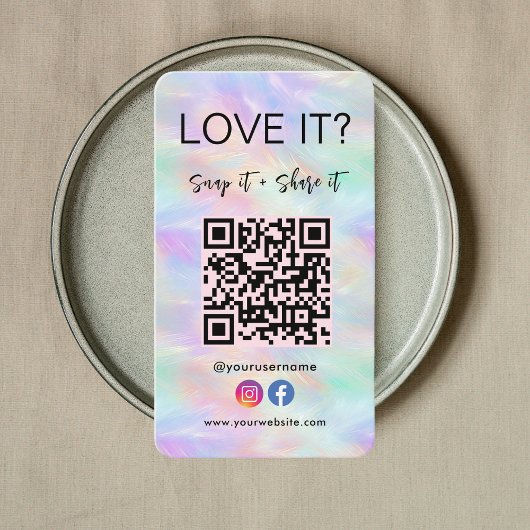 QrコードFacebook Instagram虹色オパールスタイリッシュ 名刺