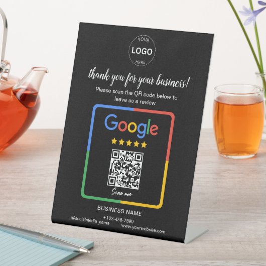QrコードGoogleレビューBusiness Logo 台座サイン (インサイチュ)