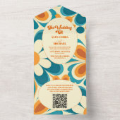 QRコードGroovyカラフルユニークレトロ結婚 オールインワン招待状 (内側)