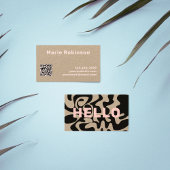 QRコードGroovyブラックライトピンククラフト 名刺