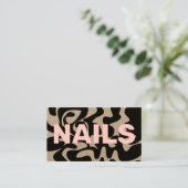 QRコードGroovyブラックライトピンク爪、 ネイルクラフト 名刺 (スタンド正面)