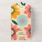 QRコードGroovyレトロピンク&金ゴールド結婚ズ オールインワン招待状 (外側)