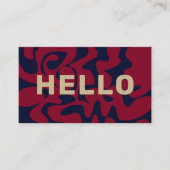 QRコードGroovy Burgundy Beige Navy Blue Squiggles 名刺 (正面)
