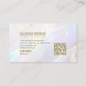 QRコードID1147を持つシックなオパール抽象芸術 名刺 (裏面)