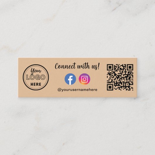 QrコードInstagramのFacebookロゴで接続 スキニー名刺 (正面)