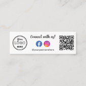 QrコードInstagramのFacebookロゴで接続 スキニー名刺 (正面)