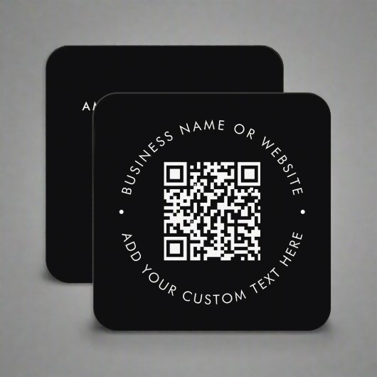 QRコードlプロフェッショナルブラック&ホワイトマーケティング スクエア名刺