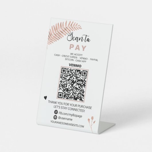 *~* QRコードPAY卓上台テントペデスタルサイン 台座サイン (正面)