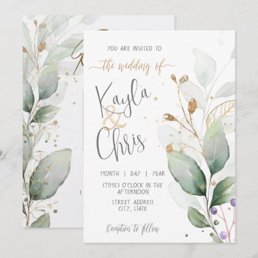 QRコードRSVPとの結婚式招待状 招待状 (正面/裏面)