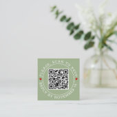 QRコードRSVPと縁どハートセージグリーン結婚ズ エンクロージャーカード (スタンド正面)