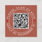 QRコードRSVPと縁どハートテラコッタ結婚の エンクロージャーカード (正面)
