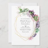 QRコードRSVPのジオメトリック結婚多糖 招待状 (正面)