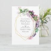 QRコードRSVPのジオメトリック結婚多糖 招待状 (スタンド正面)