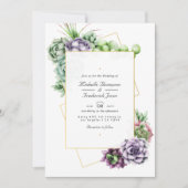 QRコードRSVPのジオメトリック結婚多糖 招待状 (正面)