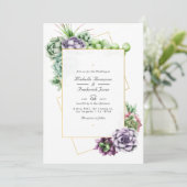 QRコードRSVPのジオメトリック結婚多糖 招待状 (スタンド正面)