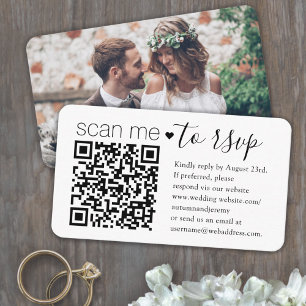 QRコードRSVPの結婚Webサイトのシンプル写真の応答 エンクロージャーカード