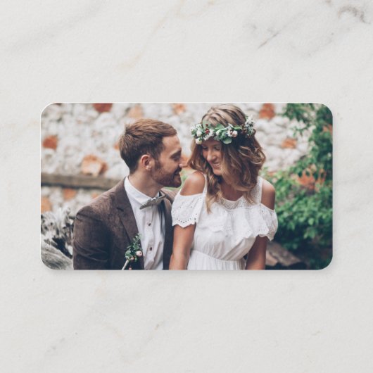 QRコードRSVPの結婚Webサイトのシンプル写真の応答 エンクロージャーカード (裏面)