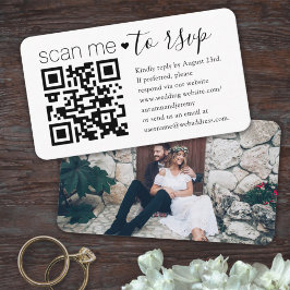 QRコードRSVPの結婚Webサイト写真エンクロージャカード 名刺
