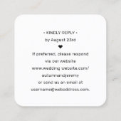 QRコードRSVPの結婚Webサイト正方形エンクロージャカード スクエア名刺 (裏面)