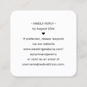 QRコードRSVPの結婚Webサイト正方形エンクロージャカード スクエア名刺 (裏面)