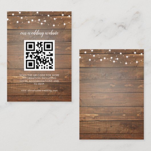 QRコードRSVPのWeb結婚サイトのエンクロージャカード 名刺 (正面/裏面)
