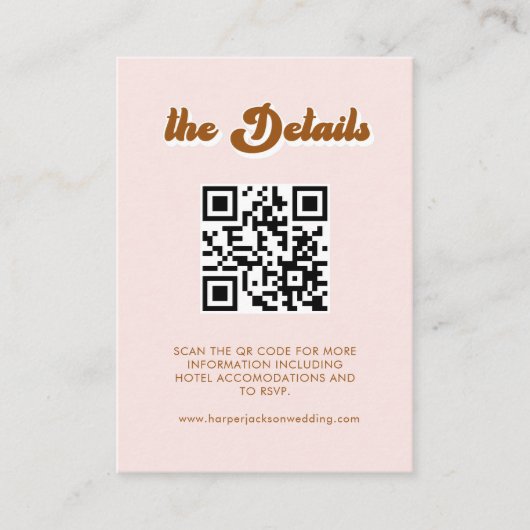 QRコードRSVPのWeb結婚サイトのエンクロージャカード 名刺 (正面)