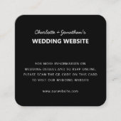 QRコードRSVPオンラインの結婚Webサイトシンプルブラック エンクロージャーカード (正面)