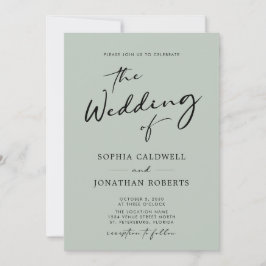 QRコードRSVPシック書道セージ結婚ズ 招待状