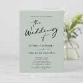 QRコードRSVPシック書道セージ結婚ズ 招待状 (スタンド正面)