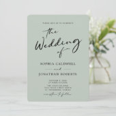 QRコードRSVPシック書道セージ結婚ズ 招待状 (スタンド正面)