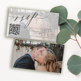 QRコードRSVPシンプル写真の結婚ウェブサイト エンクロージャーカード