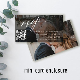 QRコードRSVPシンプル写真の結婚ウェブサイト エンクロージャーカード