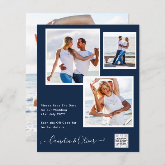 QRコードRSVPブルー (正面/裏面)