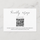 QRコードRSVPミニマル結婚リストの返信 エンクロージャーカード (正面)