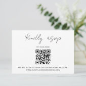 QRコードRSVPミニマル結婚リストの返信 エンクロージャーカード (スタンド正面)