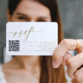 QRコードRSVPモダン金ゴールド写真結婚のWebサイト エンクロージャーカード