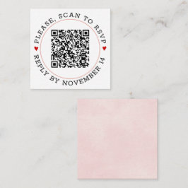 QRコードRSVPライトピンク縁どとハート結婚ズ エンクロージャーカード