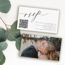QRコードRSVP写真モダンのサ結婚イト エンクロージャーカード
