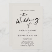 QRコードRSVP書道エグエレガントシェル結婚ズ 招待状 (正面/裏面)