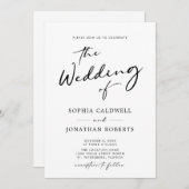 QRコードRSVP書道白黒結婚ズ 招待状 (正面/裏面)